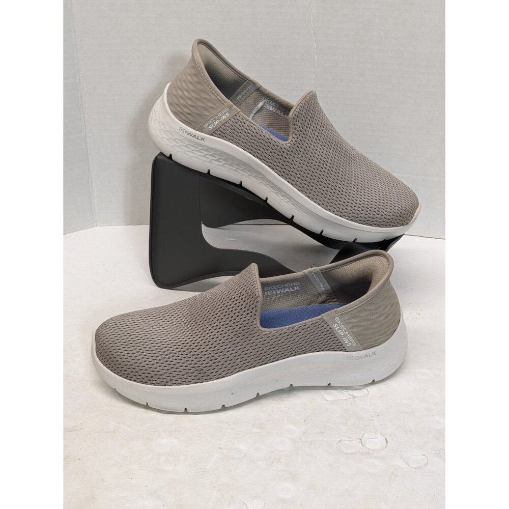 Skechers Go Walk Handsfree Slip In Shoes Taupe Tan Casual Sneakers Womens Size 8